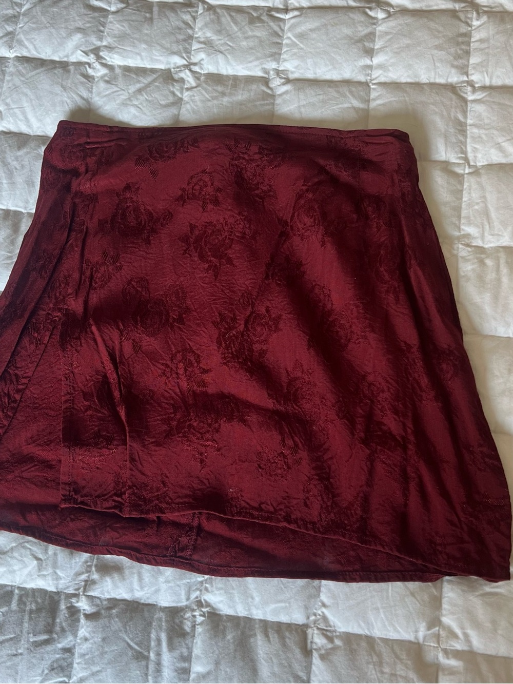 Motel Rocks Burgundy Floral Jacquard Mini Skirt